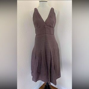 Anthropology Solitaire Women Taupe Gray Tiered Pleated A-Line Ruffled Dress Sz M